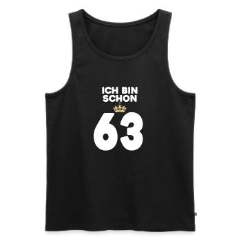 63. Geburtstag Geschenk - 63 Jahre mit Krone - Männer Premium Bio Tank Top - Schwarz - Vorne - Michal (187cm)