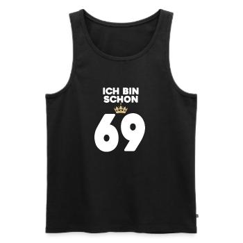 69. Geburtstag Geschenk - 69 Jahre mit Krone - Männer Premium Bio Tank Top - Schwarz - Vorne - Michal (187cm)