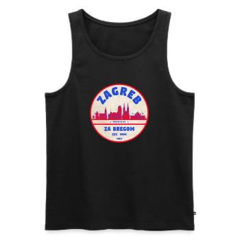 Zagreb Rundlogo Skyline Retro - Männer Premium Bio Tank Top - Schwarz - Vorne - AI Model Male 178 light (178cm)