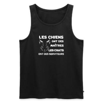 Chats Serviteurs et Chiens Maîtres - Débardeur bio Premium Homme - noir - Devant - Michal (187cm)