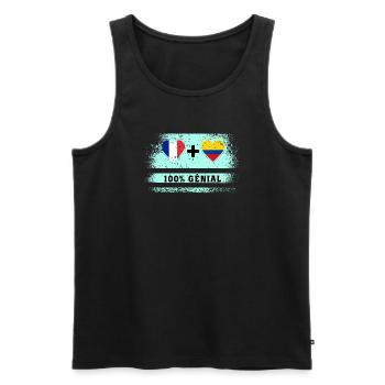 Hinweis Frankreich und Kolumbien 100% genial - Männer Premium Bio Tank Top - Schwarz - Vorne - AI Model Male 178 light (178cm)