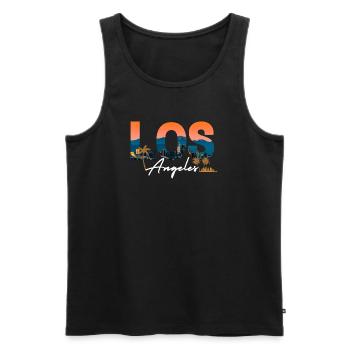Los Angeles Sunset Cityscape - Men's Premium Organic Tank Top - black - Front - AI Model Male 178 light (178cm)