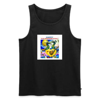 Joyeuse Saint-Valentin... Oiseaux de fête! - Débardeur bio Premium Homme - noir - Devant - AI Model Male 178 light (178cm)