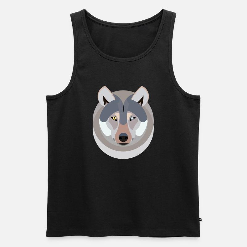 Wolf als Grafik - Männer Premium Bio Tank Top - Schwarz