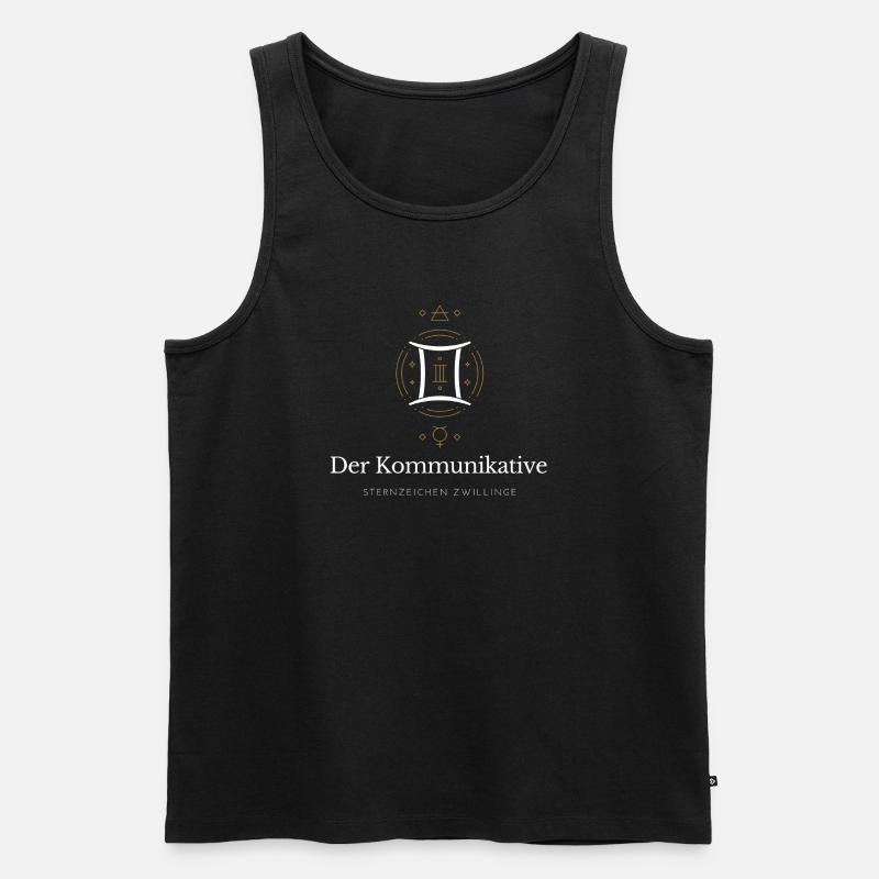 Der Kommunikative - Sternzeichen Zwillinge - Männer Premium Bio Tank Top - Schwarz