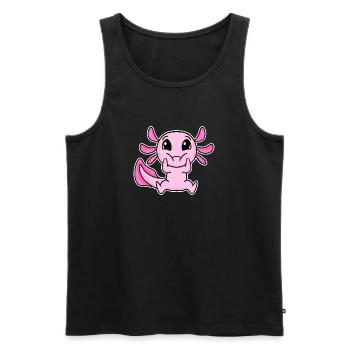 Motif Axolotl mignon - Débardeur bio Premium Homme - noir - Devant - Michal (187cm)