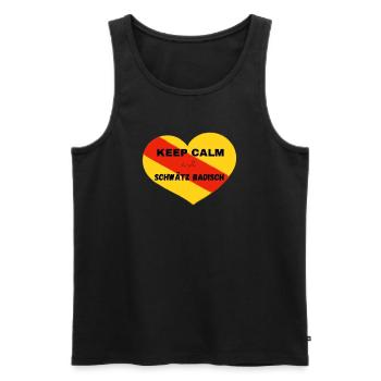 Keep calm and schwätz Badisch - Männer Premium Bio Tank Top - Schwarz - Vorne - Michal (187cm)