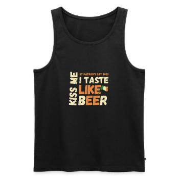 Kiss Me Taste Like Beer T-shirt Humor St Patrick - Men's Premium Organic Tank Top - black - Front - AI Model Male 178 light (178cm)