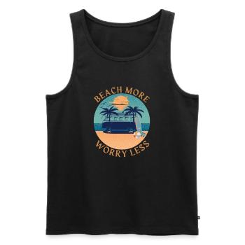 Beach More - Worry Less - Travel - Männer Premium Bio Tank Top - Schwarz - Vorne - AI Model Male 178 light (178cm)