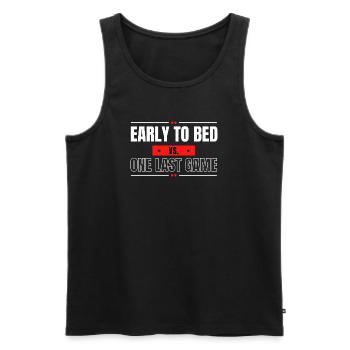 Early to Bed vs One Last Game - Men's Premium Organic Tank Top - black - Front - AI Model Male 178 light (178cm)