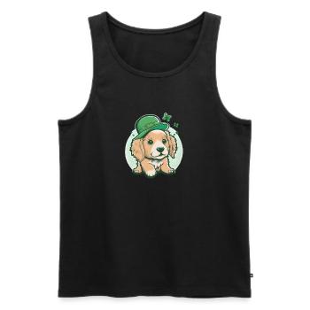 Cartoon Hund St. Patrick´s Day - Männer Premium Bio Tank Top - Schwarz - Vorne - Michal (187cm)