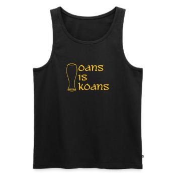 oans is koans - eins ist keins - Dialekt - Männer Premium Bio Tank Top - Schwarz - Vorne - Michal (187cm)