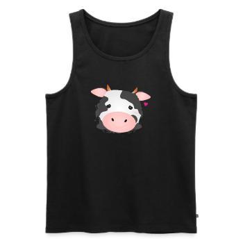 Vache mignonne pour les amoureux des animaux et les amateurs de ferme - Débardeur bio Premium Homme - noir - Devant - Michal (187cm)