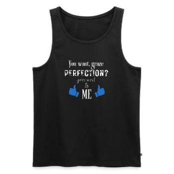 Perfection Goes Next to Me - Men's Premium Organic Tank Top - black - Front - Michal (187cm)