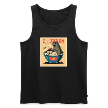 Kaiju in Reisschale – Japanliebe Retro - Männer Premium Bio Tank Top - Schwarz - Vorne - Michal (187cm)