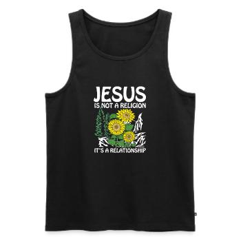 Jesus is not a religion it s a relationship - Männer Premium Bio Tank Top - Schwarz - Vorne - Michal (187cm)