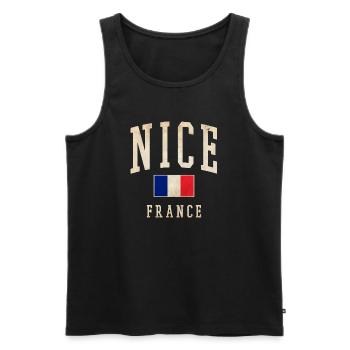 Beau drapeau français - Débardeur bio Premium Homme - noir - Devant - AI Model Male 178 light (178cm)