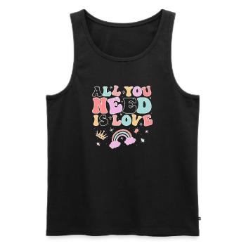 Tout ce dont tu as besoin, c’est d’amour arc-en-ciel - Débardeur bio Premium Homme - noir - Devant - Michal (187cm)