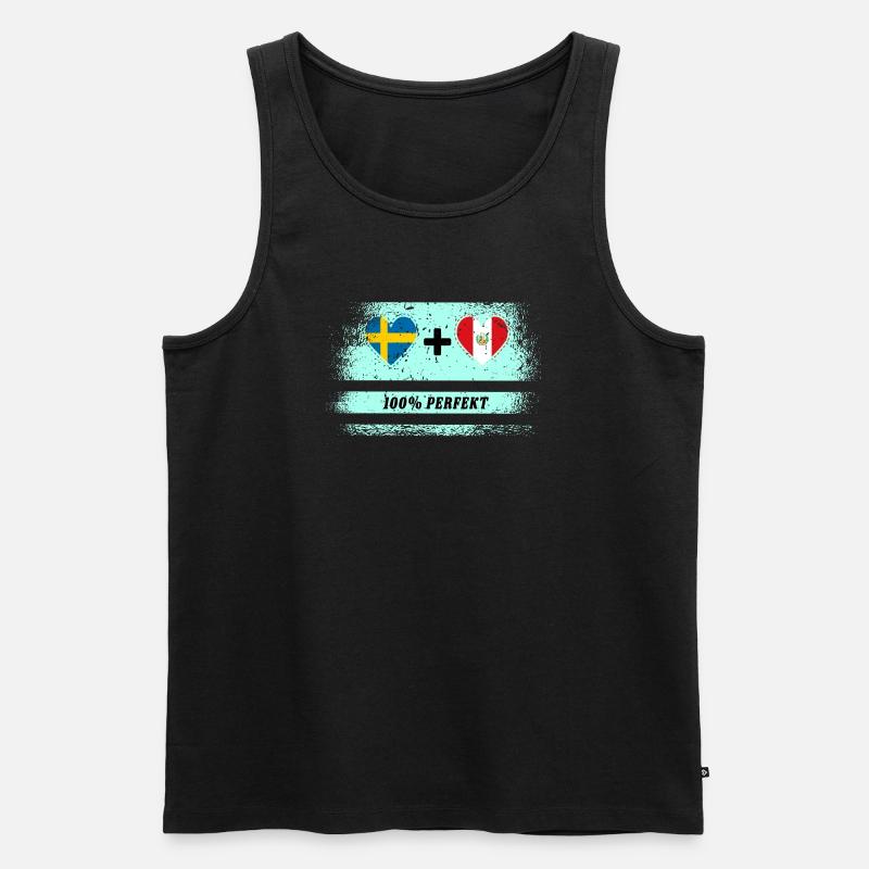 Peru & Schweden 100% perfekt / Geschenk - Männer Premium Bio Tank Top - Schwarz