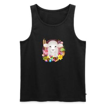 The sheep or lamb as a spring & Easter motif - Men's Premium Organic Tank Top - black - Front - AI Model Male 178 light (178cm)