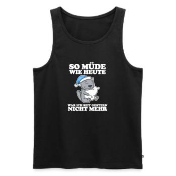 Müde Spruch lustig Schlafen Ausschlafen Faul - Männer Premium Bio Tank Top - Schwarz - Vorne - Michal (187cm)