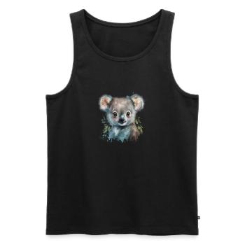 Koala Aquarell Laub - Männer Premium Bio Tank Top - Schwarz - Vorne - AI Model Male 178 light (178cm)