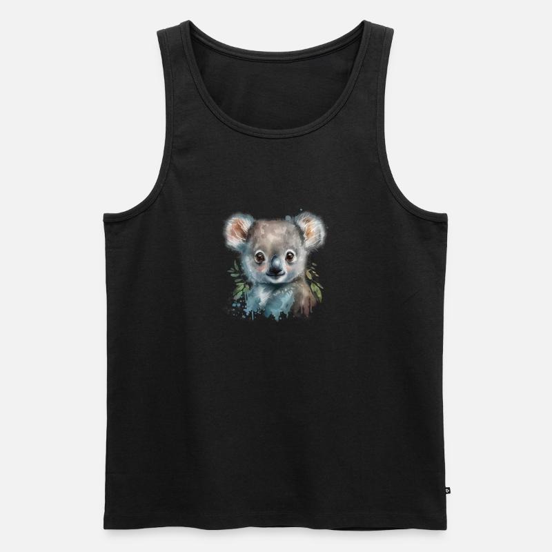 Koala Aquarell Laub - Männer Premium Bio Tank Top - Schwarz