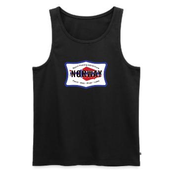 Norway Sport Fishing Adventure Halibut - Men's Premium Organic Tank Top - black - Front - AI Model Male 178 light (178cm)