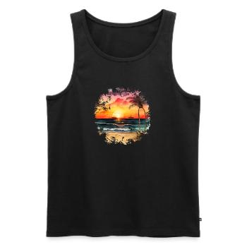 Sunset to Tropical Beach - Men's Premium Organic Tank Top - black - Front - AI Model Male 178 light (178cm)