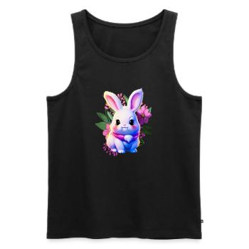 cute Easter Bunny Floral with Easter flowers - Men's Premium Organic Tank Top - black - Front - AI Model Male 178 light (178cm)