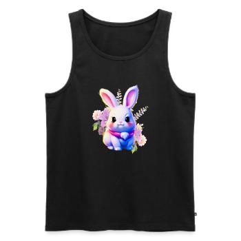 Flowers Easter Bunny Cute Bunny - Men's Premium Organic Tank Top - black - Front - Michal (187cm)