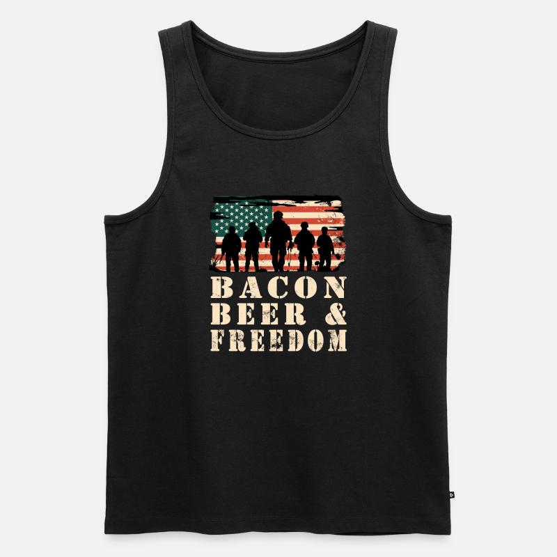 Bacon, Bier und Freiheit - Männer Premium Bio Tank Top - Schwarz