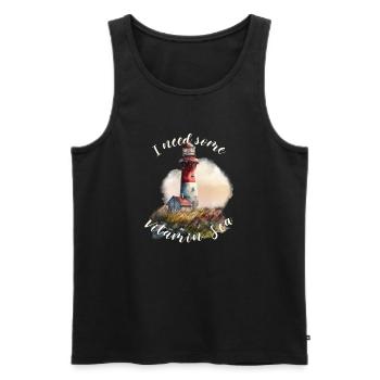 Vitamin Sea Leuchtturm - Männer Premium Bio Tank Top - Schwarz - Vorne - Michal (187cm)