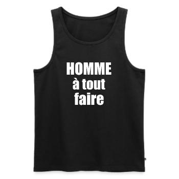 Homme a tout faire - Débardeur bio Premium Homme - noir - Devant - AI Model Male 178 light (178cm)