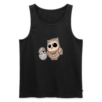 Eule Familie - Eule mit Baby - Eule Motiv - Männer Premium Bio Tank Top - Schwarz - Vorne - AI Model Male 178 light (178cm)