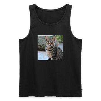Chat chaton affiche chat carré affiche - Débardeur bio Premium Homme - noir - Devant - AI Model Male 178 light (178cm)