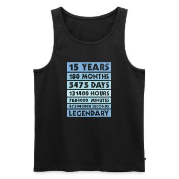 15 years legendary - Anniversary - Company - Anniversary - Men's Premium Organic Tank Top - black - Front - AI Model Male 178 light (178cm)
