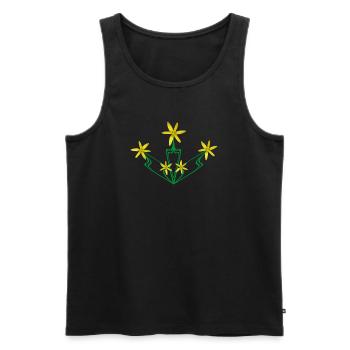 Art Nouveau Yellow Flowers – Symmetrical Floral - Men's Premium Organic Tank Top - black - Front - AI Model Male 178 light (178cm)