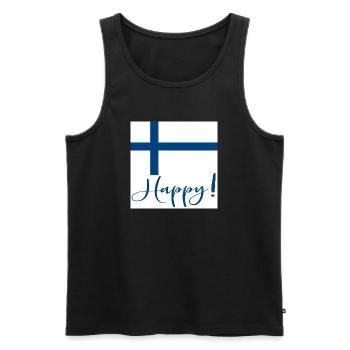 DRAPEAU FINLANDAIS - SIGNE HEUREUX - Débardeur bio Premium Homme - noir - Devant - AI Model Male 178 light (178cm)
