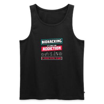 Biohacking it's only an Addiction - Men's Premium Organic Tank Top - black - Front - AI Model Male 178 light (178cm)