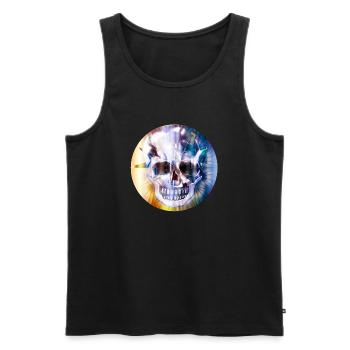 extravaganter Totenkopf in bunt schimmernder Farbe - Männer Premium Bio Tank Top - Schwarz - Vorne - AI Model Male 178 light (178cm)