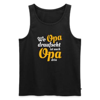opa drin - Männer Premium Bio Tank Top - Schwarz - Vorne - Michal (187cm)