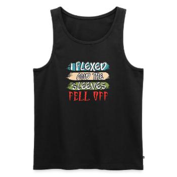 I Flexed and The Sleeves Fell Off - Männer Premium Bio Tank Top - Schwarz - Vorne - AI Model Male 178 light (178cm)