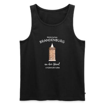 Brandenburg an der Havel, Wahrzeichen Steintorturm - Männer Premium Bio Tank Top - Schwarz - Vorne - AI Model Male 178 light (178cm)