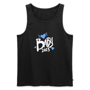 Baby 2023 - Birth Pregnant 2023 - Baby Boy - Men's Premium Organic Tank Top - black - Front - AI Model Male 178 light (178cm)