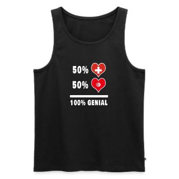 Tunesien und Schweiz 100% Genial Flagge - Männer Premium Bio Tank Top - Schwarz - Vorne - Michal (187cm)