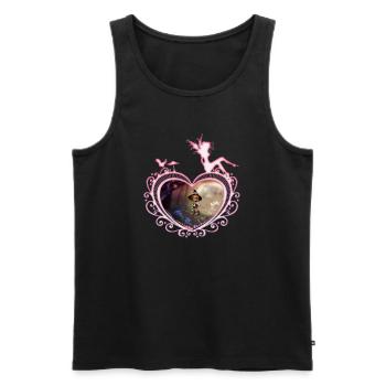 Cute little witch flying with a broom - Men's Premium Organic Tank Top - black - Front - AI Model Male 178 light (178cm)