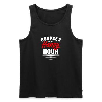 Les burpees sont mon happy hour - Débardeur bio Premium Homme - noir - Devant - AI Model Male 178 light (178cm)