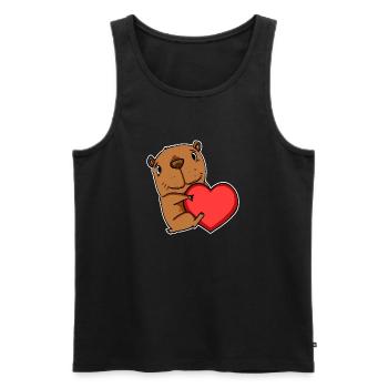 Motif de cœur Capybara capybara - Débardeur bio Premium Homme - noir - Devant - AI Model Male 178 light (178cm)