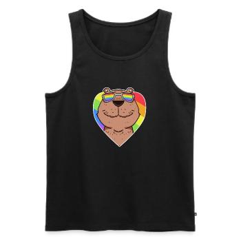 Arc-en-ciel - Capybara avec lunettes et coeur - Débardeur bio Premium Homme - noir - Devant - Michal (187cm)
